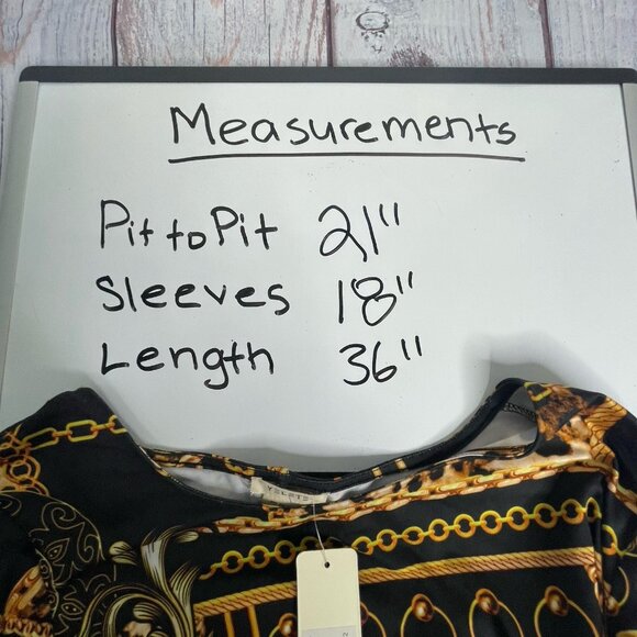 Yelete Womens Dress XL NWT Chain Link Printed A-line Old Money Luxury Maximalist - Picture 16 of 16